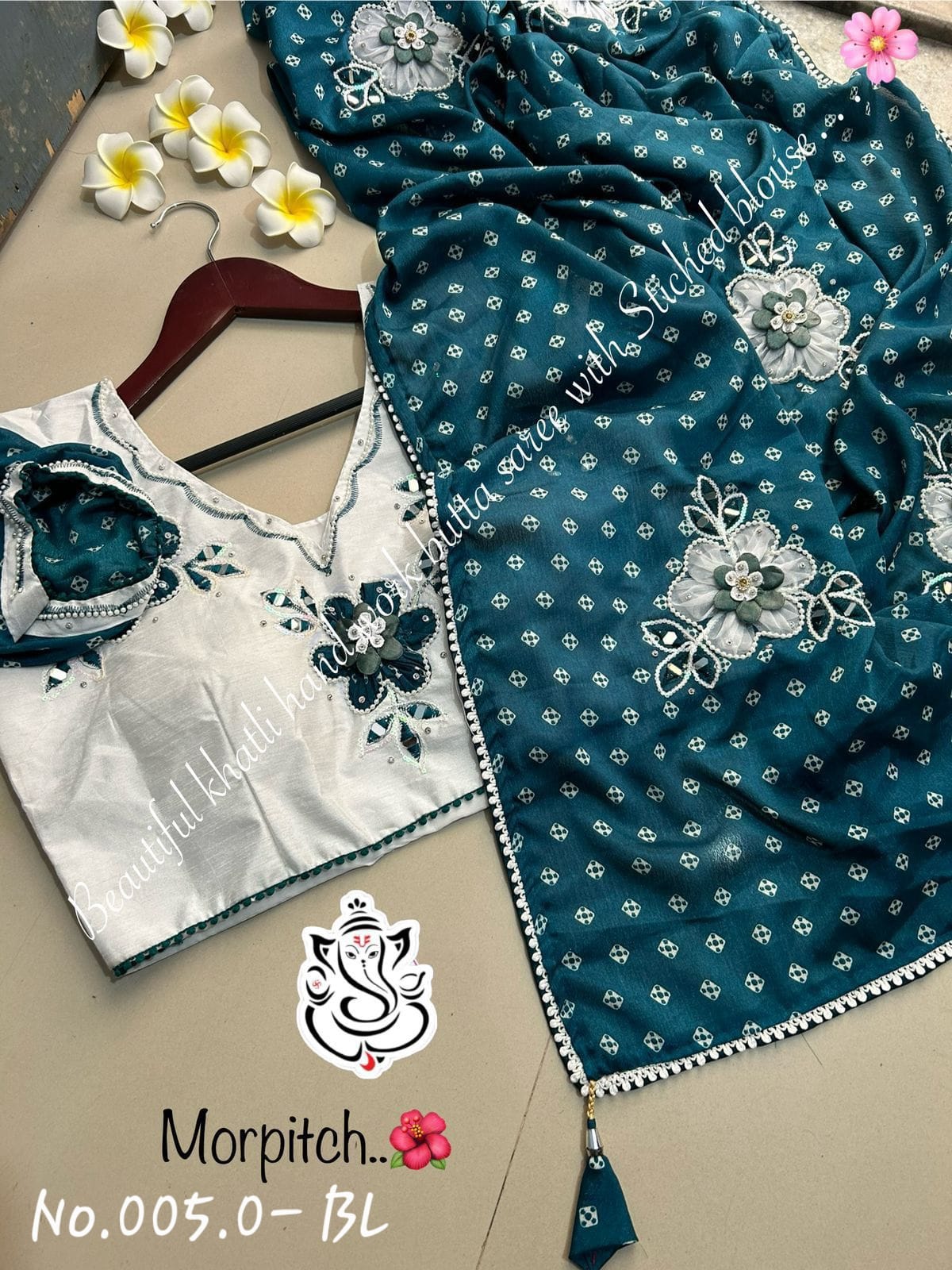 PARTY WEAR LIGHT WEIGHT SAREE WITH PRE-STITCHED BLOUSE