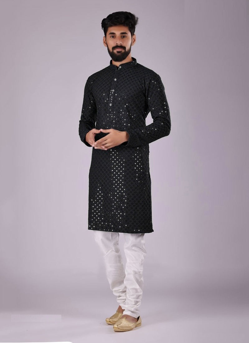 MEN’S KURTA PYJAMA SEQUENCE WORK