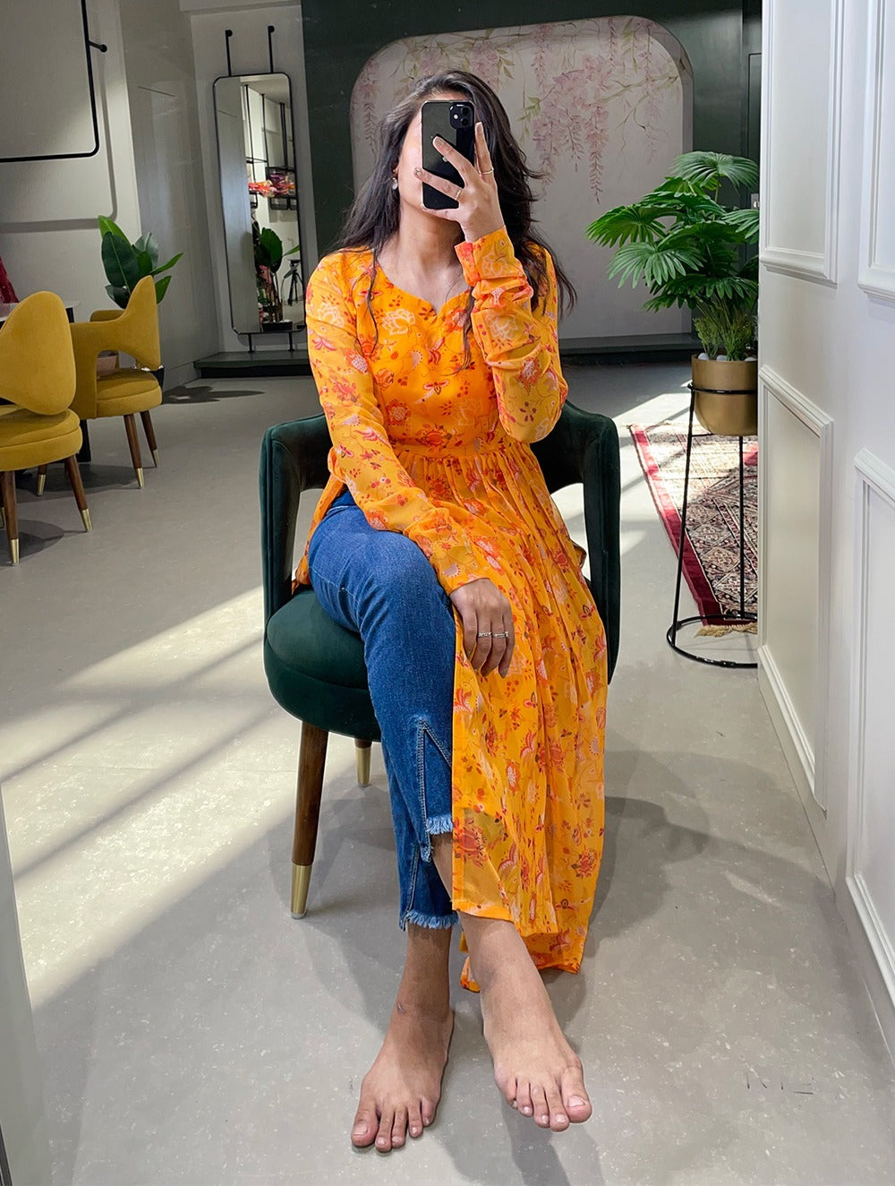 NYRA CUT FAUX GEORGETTE PRINTED TRENDY KURTI