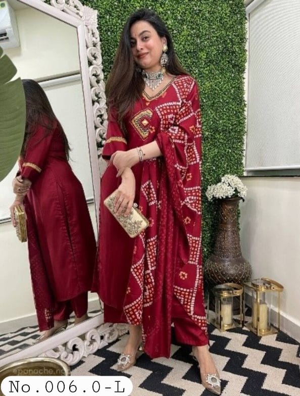 NEW ARRIVAL CHANDERI SEQUENCE EMBROIDERY WORK TOP BOTTOM DUPPATTA