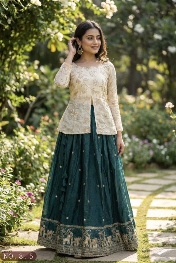 MODERN FENCY SILK PIPE & ZARI EMBROIDERY WORK LEHENGA CHOLI SET - XL