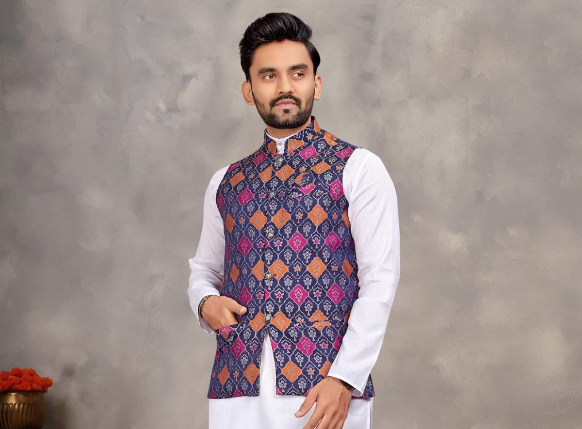MEN'S JACKET ONLY - PATOLA PRINT
