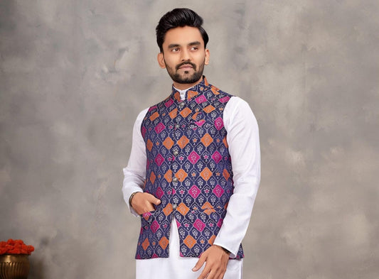 MEN'S JACKET ONLY - PATOLA PRINT