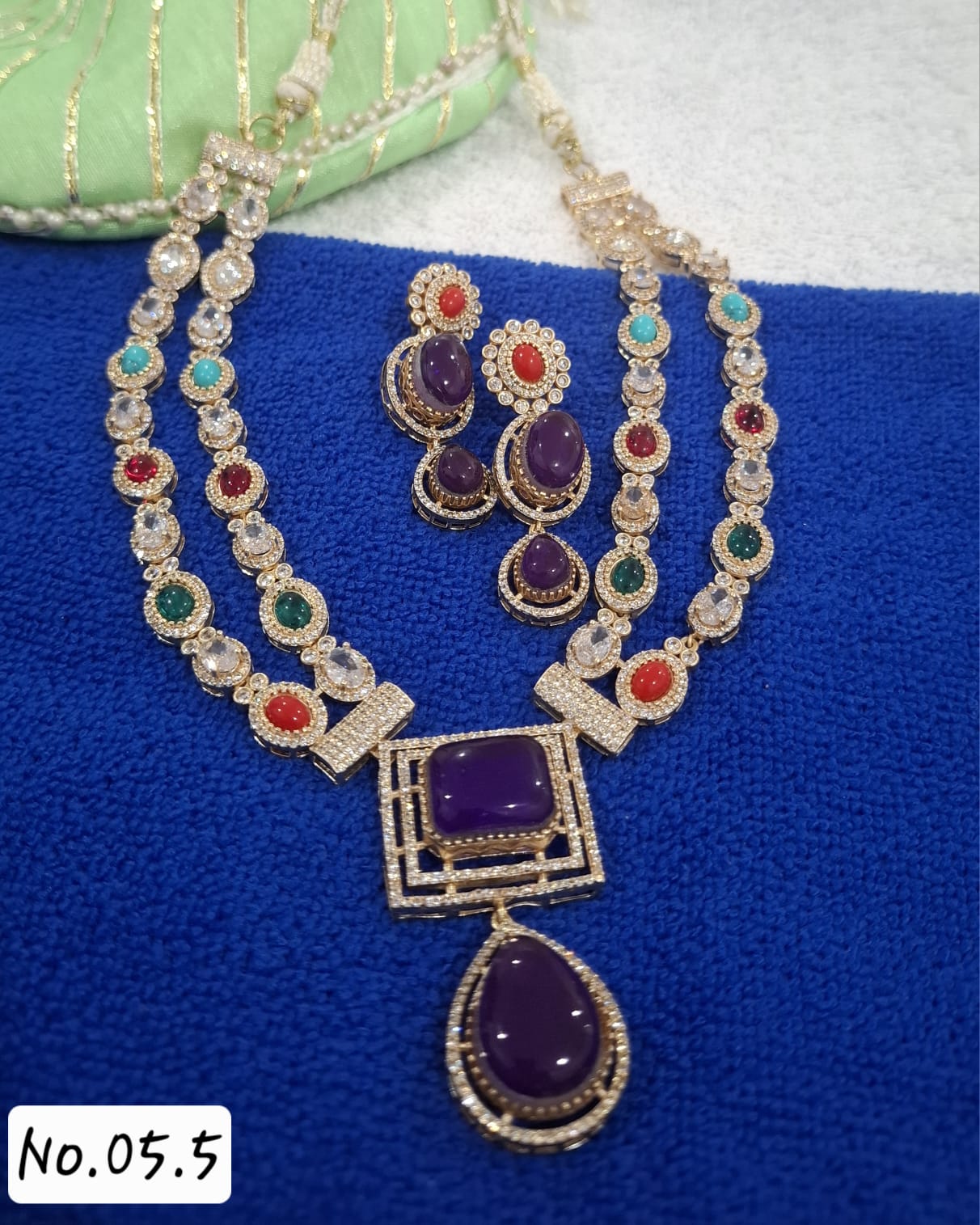RICH LOOK PARTY WEAR AD NECKLACE - PURPLE
