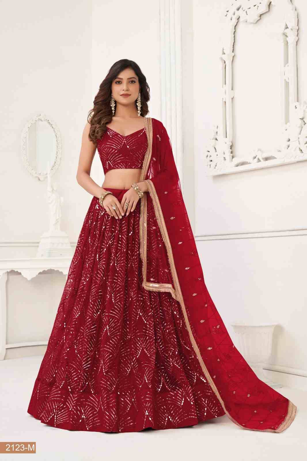 NET READY TO WEAR LEHENGA - RED