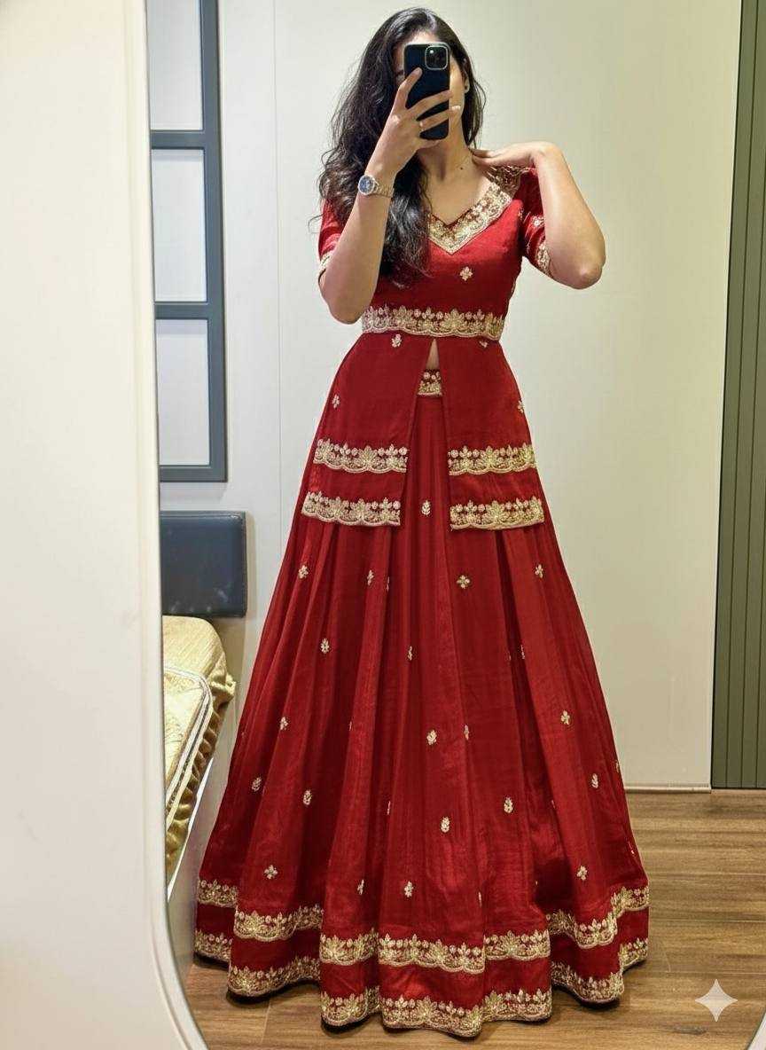 BEAUTIFUL DESIGNER INDO WESTERN - WINE COLOUR