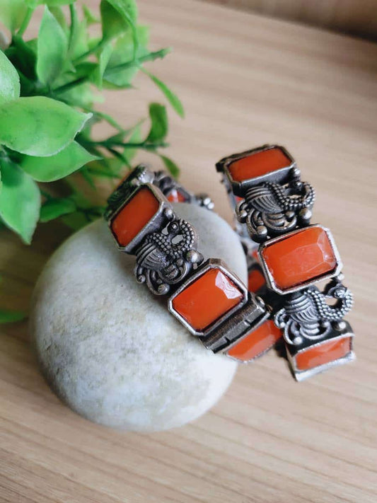 OXIDISED STATEMENT STONE KADA- ORANGE
