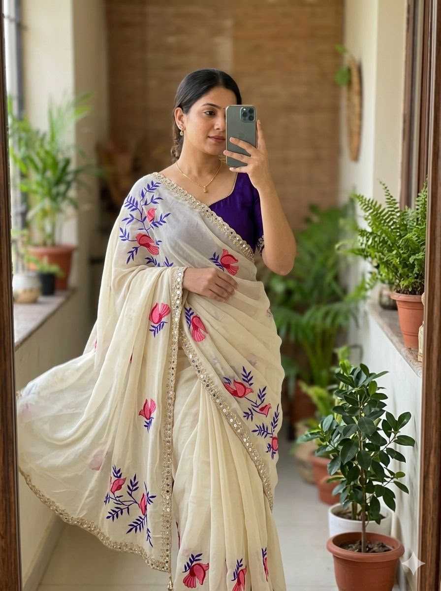 PARTY WEAR SAREE WITH STITCHED BLOUSE