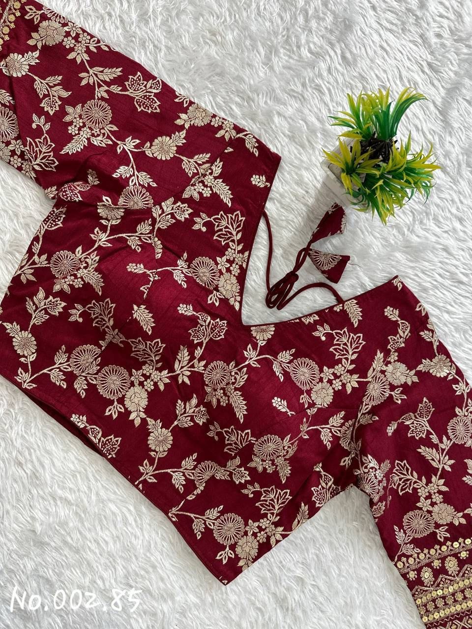 TRENDY JACQUARD SILK READY TO WEAR BLOUSE - PERFECT FOR SAREE AND LEHENGA