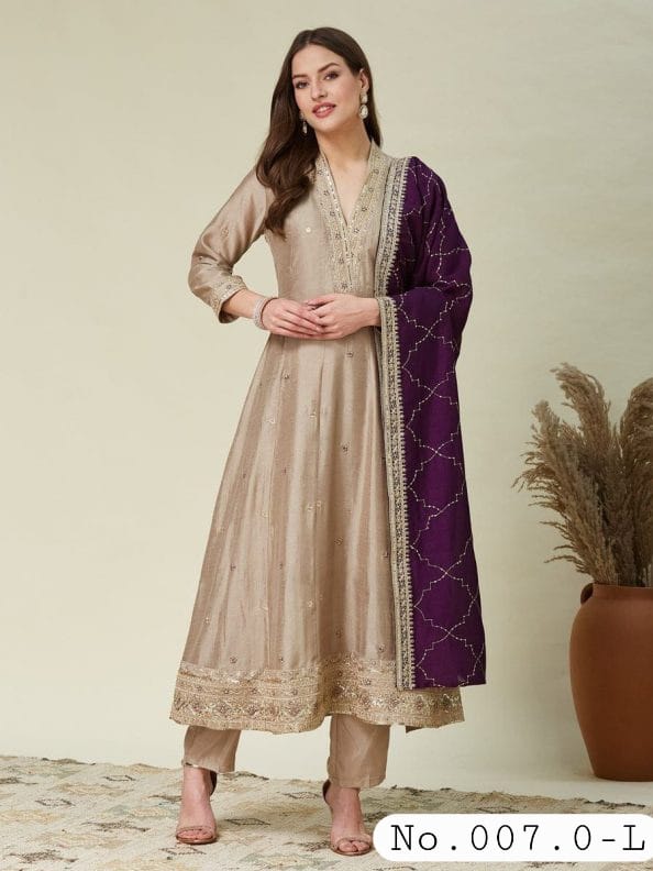 FANCY VICHITRA SILK EMBROIDERY WORK TOP BOTTOM WITH DUPPATTA