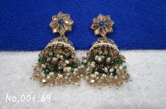 DESIGNER  PARTY WEAR LONG JHUMKII - GREEN