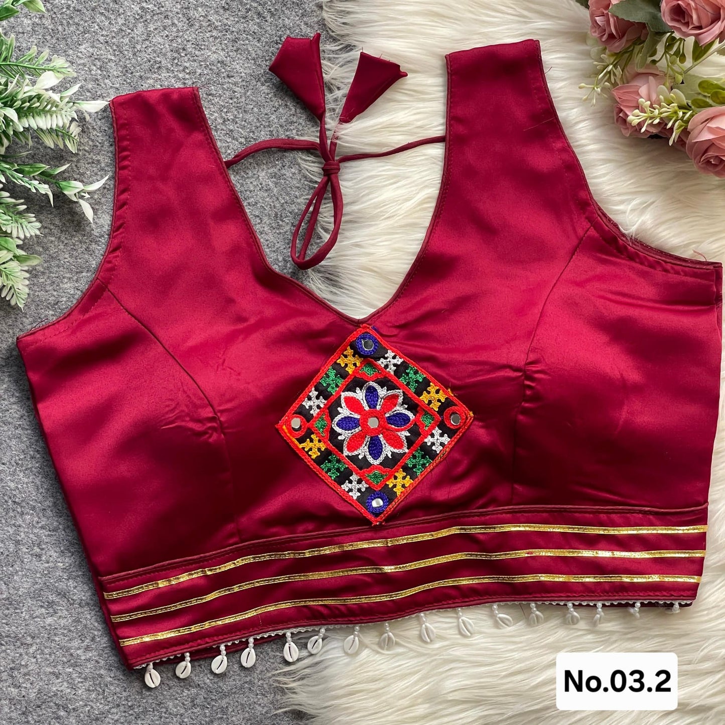 GAMATHI PRINT READY TO WEAR BLOUSE - MARRON