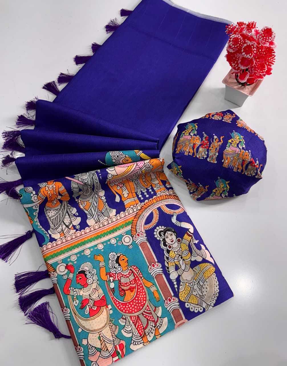 TRADITIONAL PRINT SAREE WITH STITCHED BLOUSE