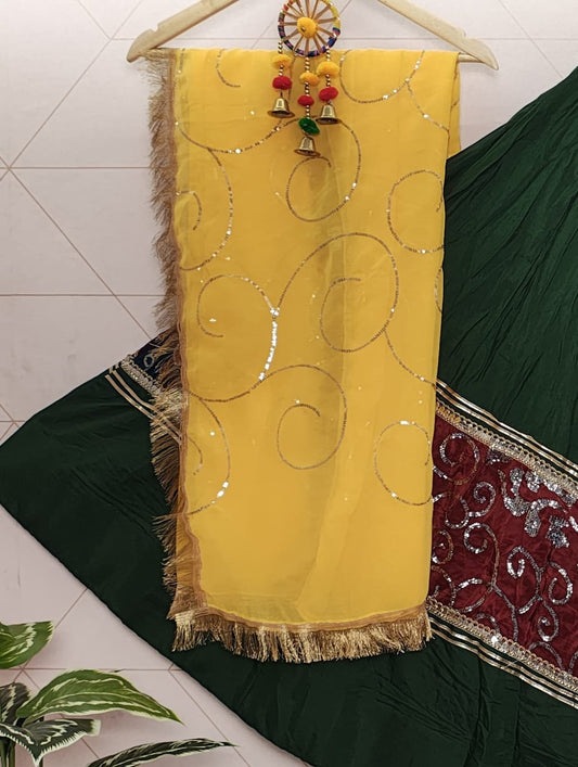GEORGETTE DUPPATTA EMBROIDERY - YELLOW