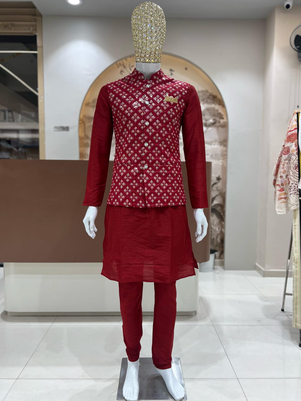 MEN’S STYLISH KOTI (JACKET) ONLY - RED