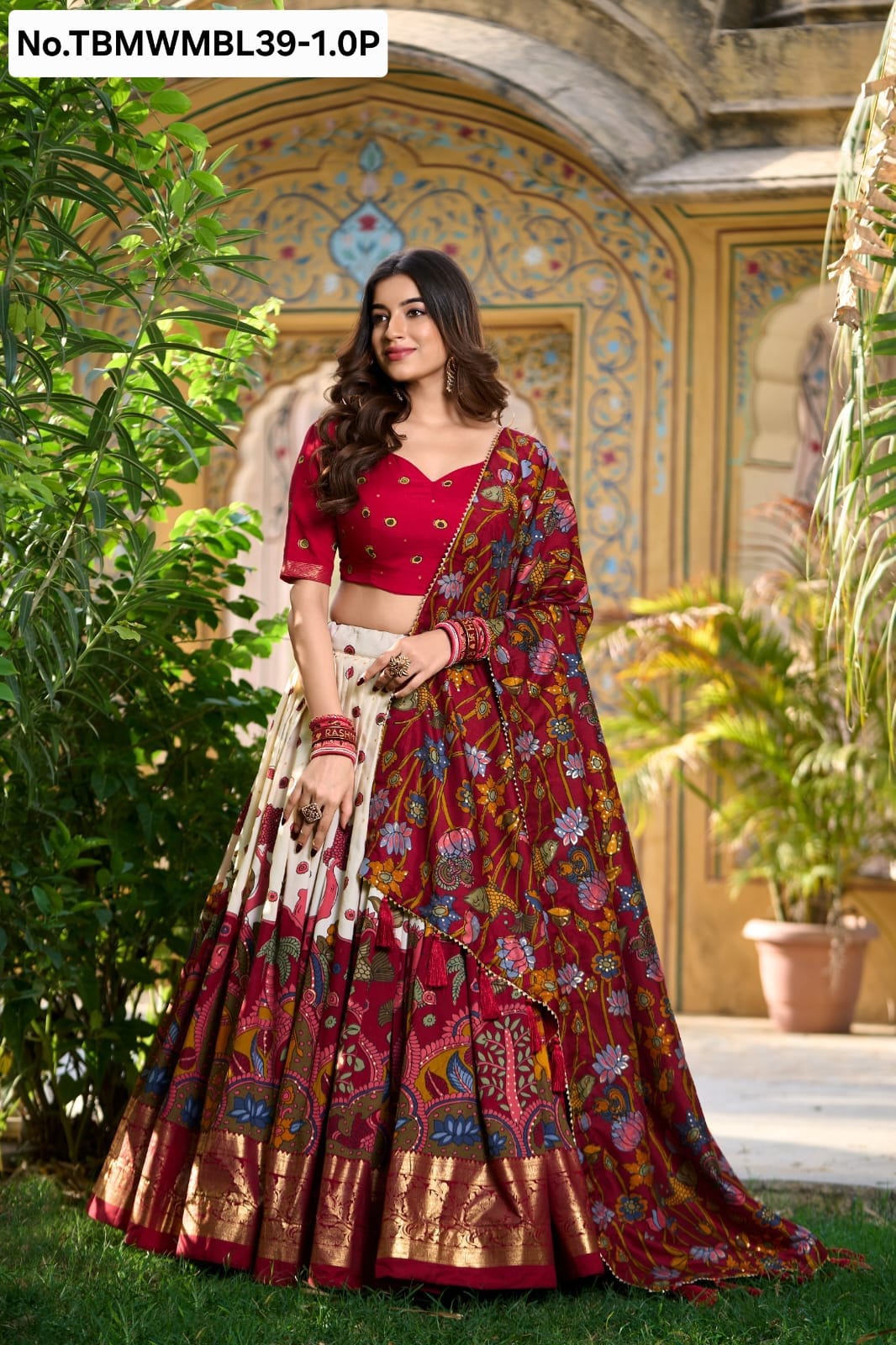 TUSSER SILK TRADITIONAL LEHENGA - READY TO WEAR - MARRON