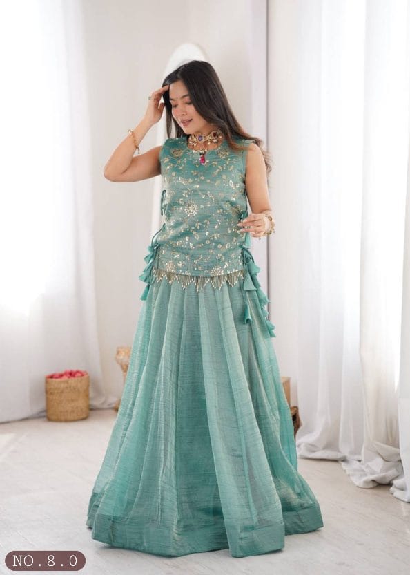 MODERN SALSA CRUCH PLAIN LEHENGA CHOLI - M