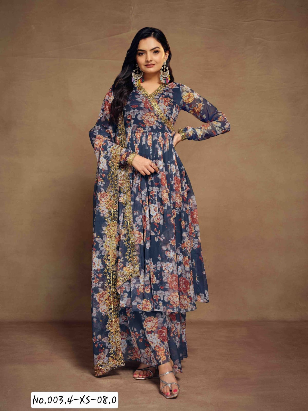 Chiffon Embroidery Top Palazzo Duppatta