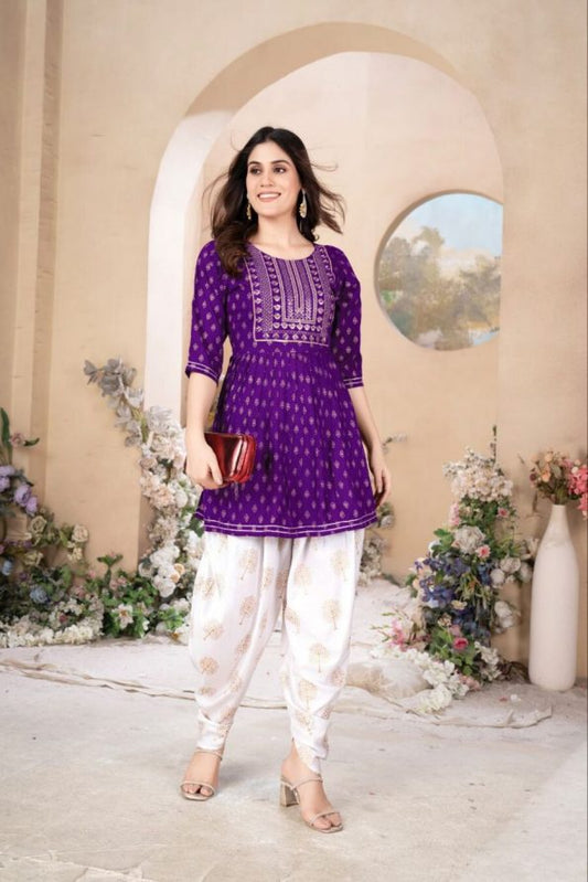DESIGNER EMBROIDERY KURTI WITH DHOTI