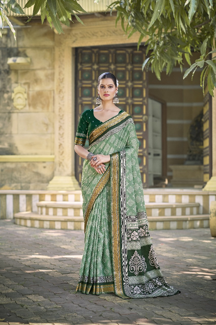 COTTON SAREE WITH PRE-STITCHED BLOUSE