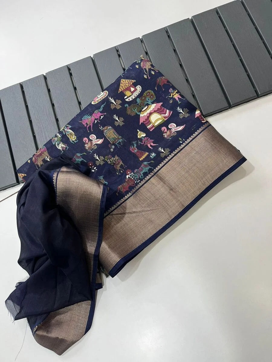 DESIGNER DOLA SILK JACQUARD BORDER WORK SAREE WITH PRE-STITCHED BLOUSE