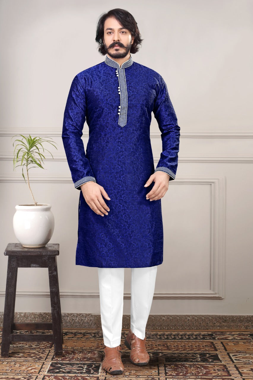 MEN’S STYLISH KURTA PYJAMA WITH EMBROIDERY WORK