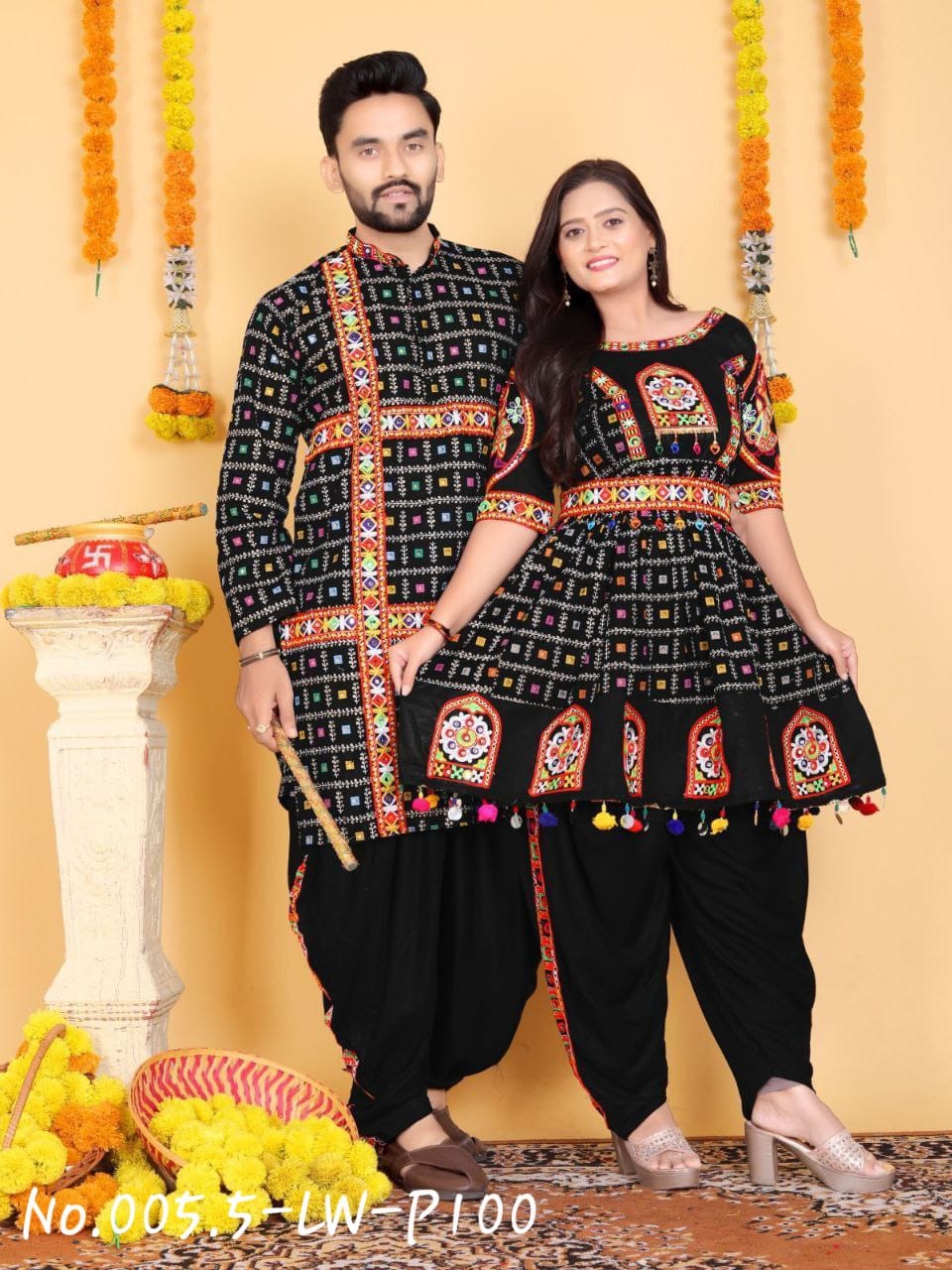 WOMEN DHOTI STYLE KURTI AND DHOTI - COTTON - SIZE L