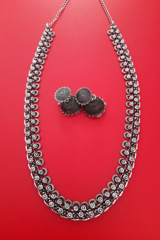 OXIDISED LONG SET WITH JHUMKI