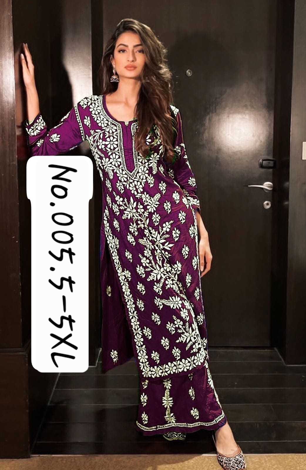 TRENDY CHIKENKARI RAYON STYLE KURTI WITH PANT