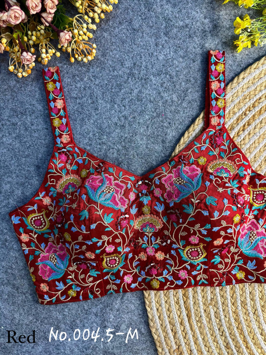 PARTY WEAR EMBROIDERY BLOUSE - RED