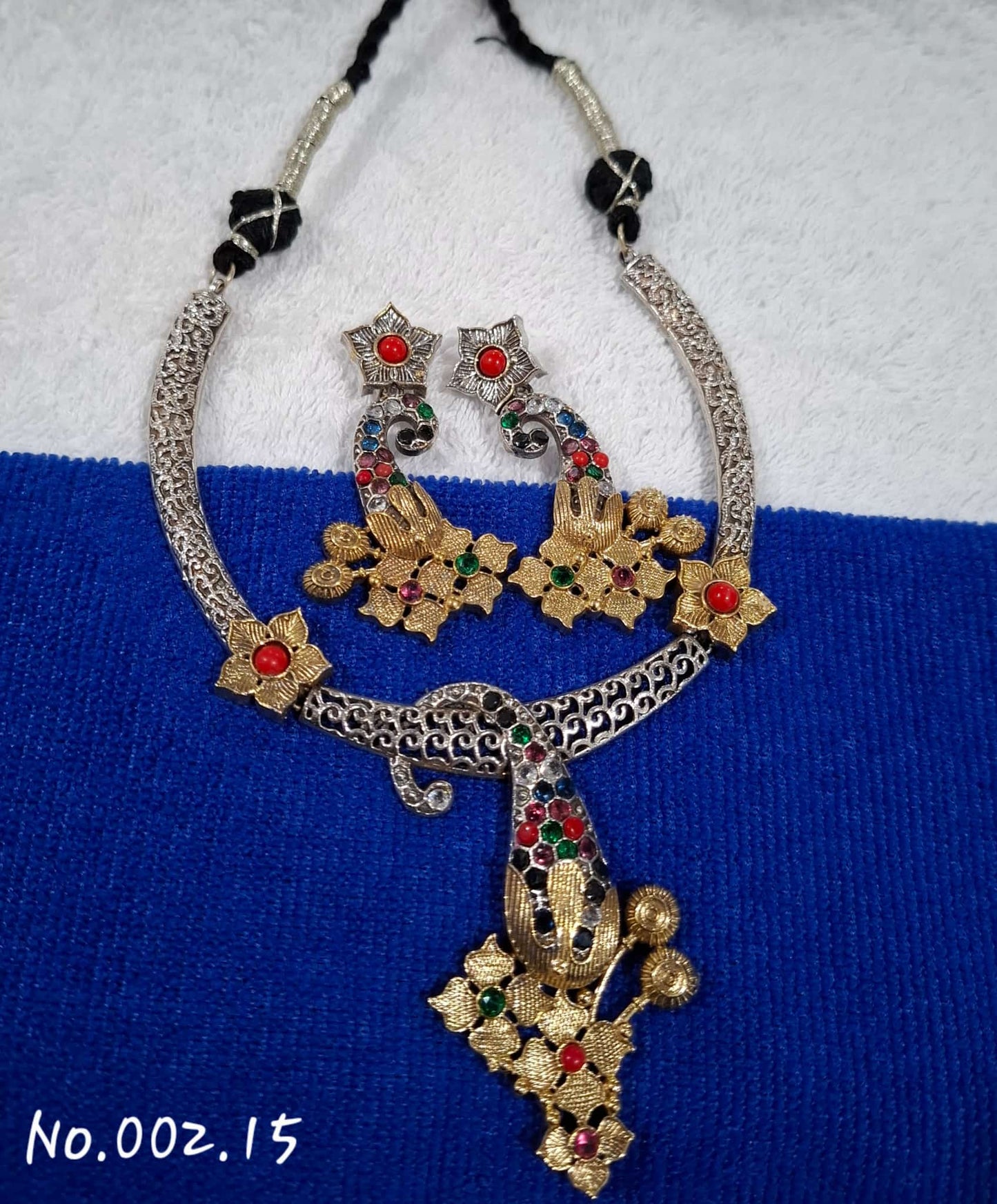DESIGNER TRENDY FUSION DUAL TONE NECKLACE WITH EARRING - MULTI