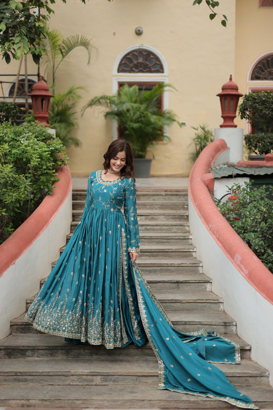 BEAUTIFUL ATTRACTIVE PARTY WEAR GOWN SHARARA AND DUPPATTA