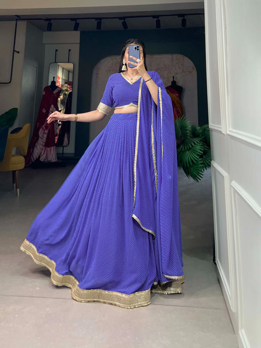 BEAUTIFULL GEORGETTE WITH PRINTED AND BORDER LEHENGA