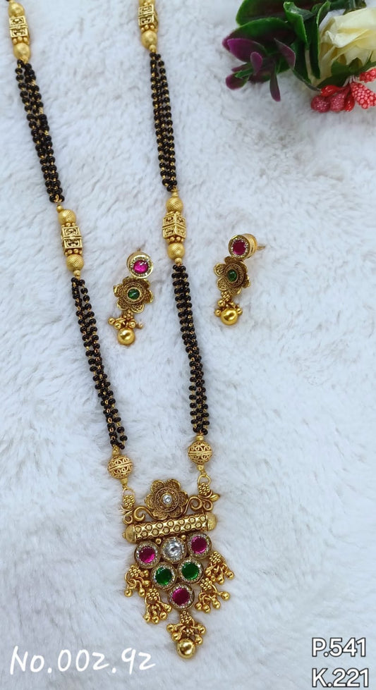 TRENDY ANTIQUE LONG MANGALSUTRA WITH EARRING