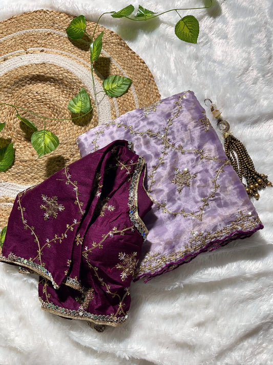 ATTRACTIVE SOFT ZIMMY CHOO SILK SAREE WITH PRE-STITCHED BLOUSE