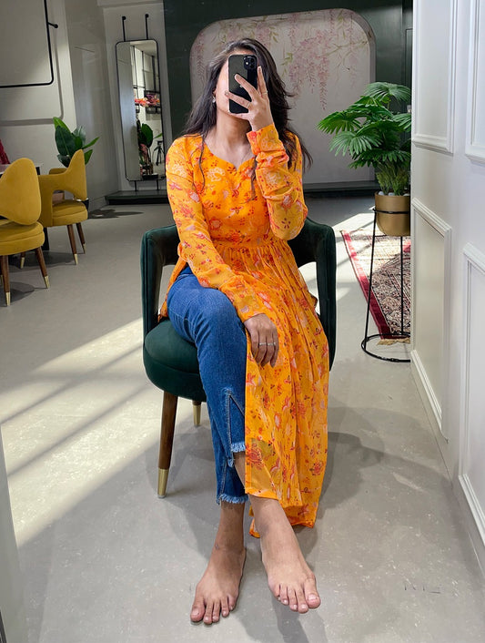 NYRA CUT FAUX GEORGETTE PRINTED TRENDY KURTI