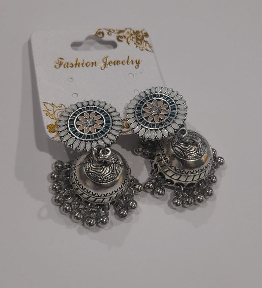 OXIDISED JHUMKI EARRING
