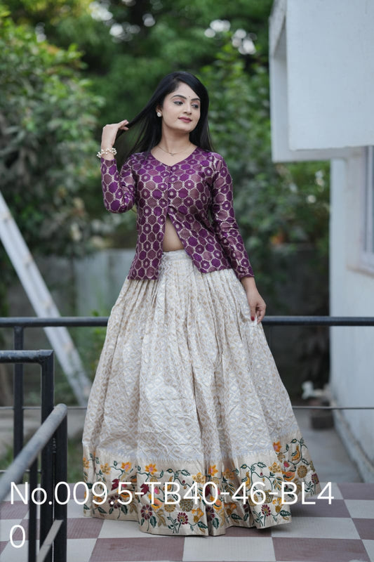 INDO WESTERN LEHENGA LONG BLOUSE WITH SKIRT