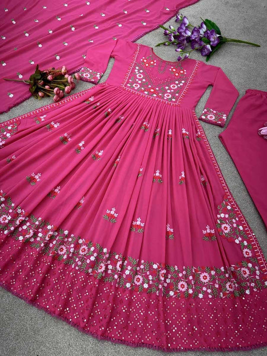 BEUTIFUL PARTY WEAR LONG GOWN AND PANT WITH DUPPATTA