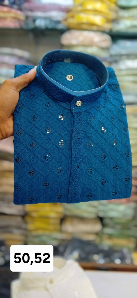 MEN’S KURTA PYJAMA REYON VISCOS SEQUENCE WORK