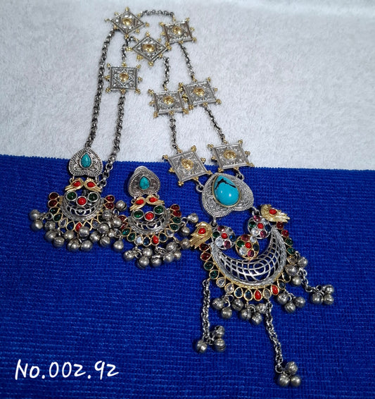 FUSION TRENDY LONG NECKLACE WITH EARRING- AQUA