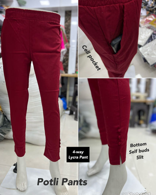 TRENDY COTTON LYCRA PANT- GOLD