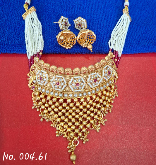 RUBY ANTIQUE HEAVY CHOKER WITH EARRING