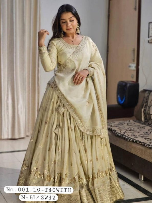 DESIGNER CHINON SILK SEQUENCE  LEHENGA- READY TO WEAR