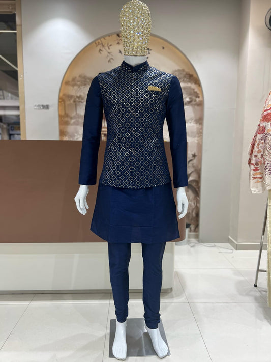 MEN’S STYLISH KURTA PYJAMA WITH JACKET