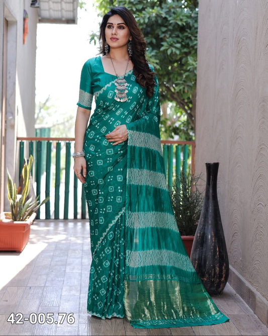 BEAUTIFUL BANDHANI SAREE WITH PRE-STITCHED BLOUSE