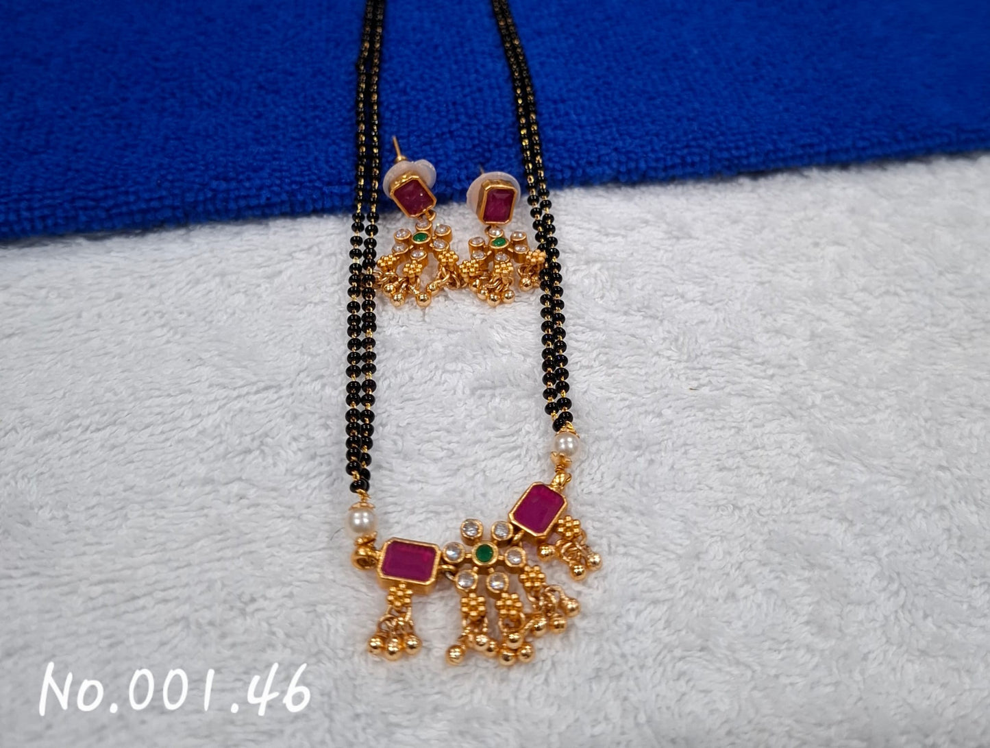 TRENDY ANTIQUE PINK MANGALSUTRA WITH EARRING