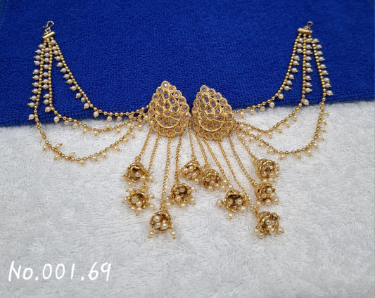 PARTY WEAR BAHUBALI GOLD EARRING WITH CHAIN