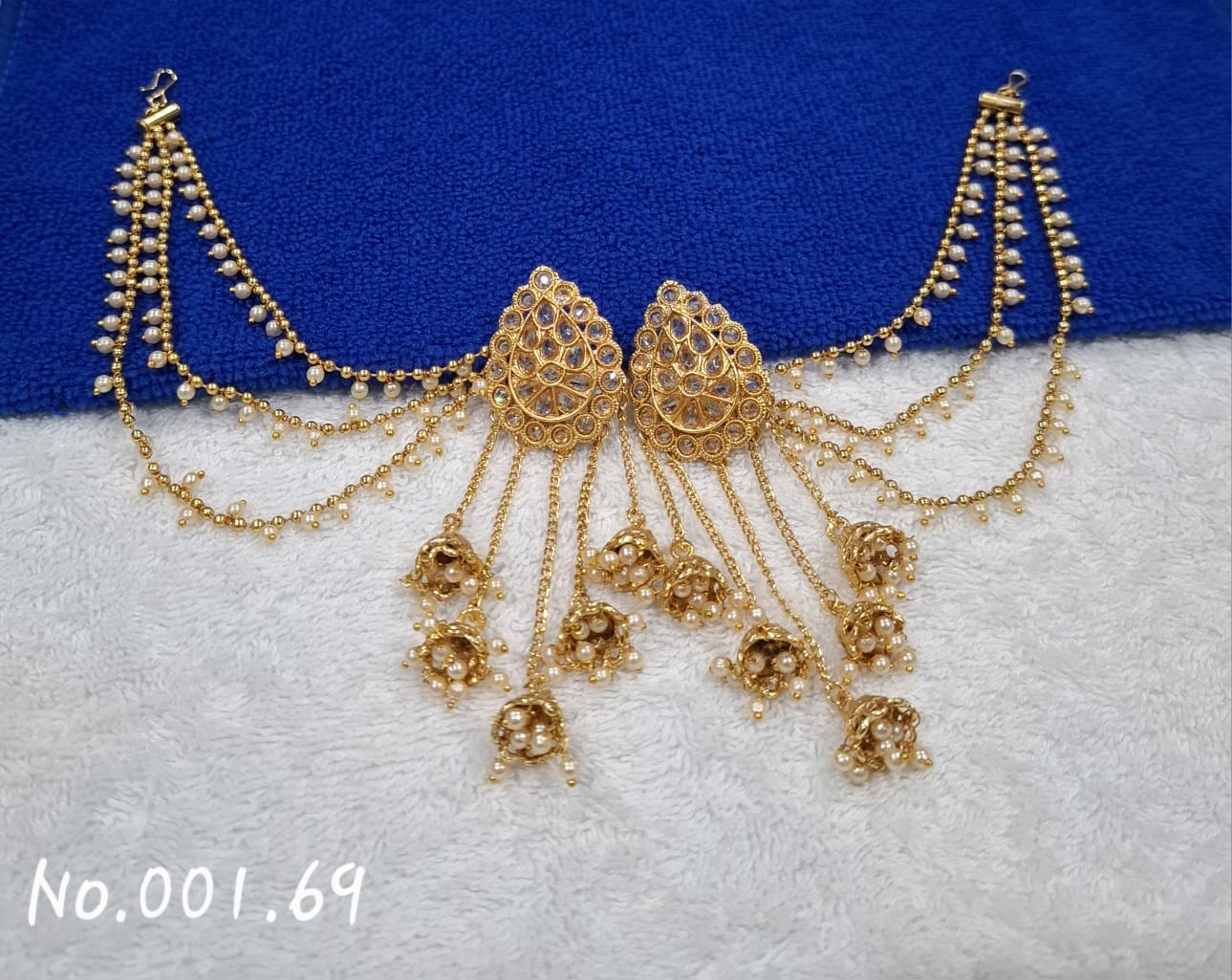 PARTY WEAR BAHUBALI GOLD EARRING WITH CHAIN