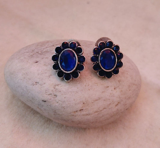 GERMAN SILVER STATEMENT STUD- ROYAL BLUE